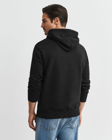 Bluza męska z nadrukiem z kapturem regular fit czarna