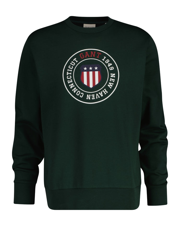 Bluza męska z nadrukiem i okrągłym kołnierzykiem regular fit zielona
