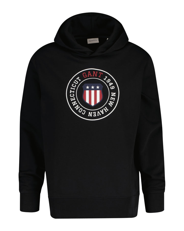 Bluza męska z kapturem z nadrukiem regular fit czarna