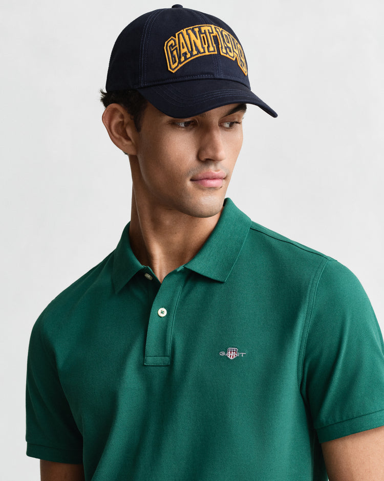 Bawełniany polo męski z krótkim rękawem regular fit zielony