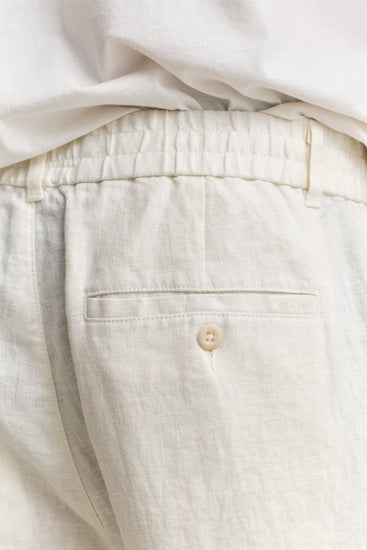 Lniane spodnie męskie regular fit kremowe