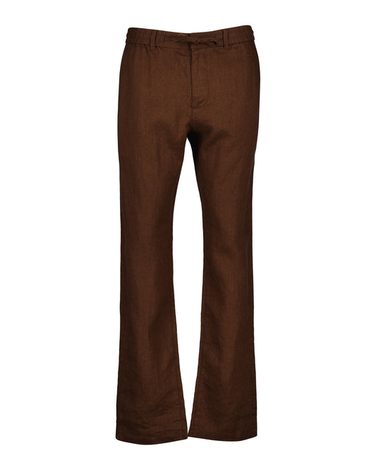 Lniane spodnie męskie regular fit brązowe