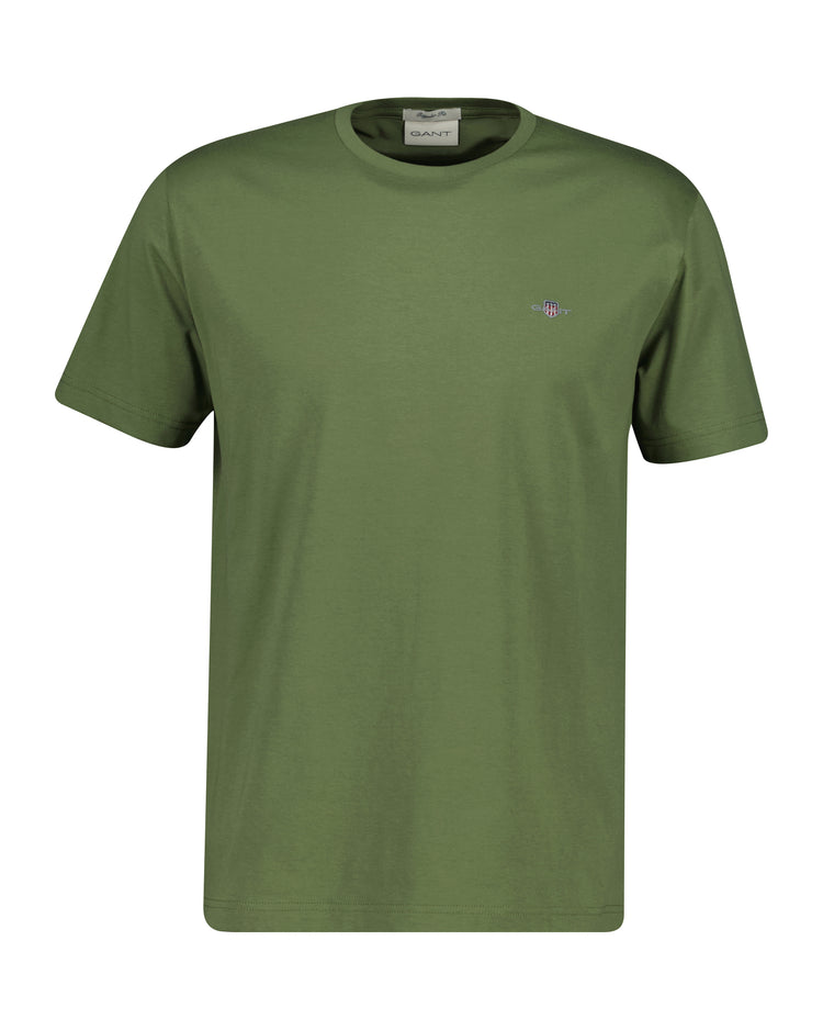 Bawełniany t-shirt męski z okrągłym kołnierzykiem regular fit zielony