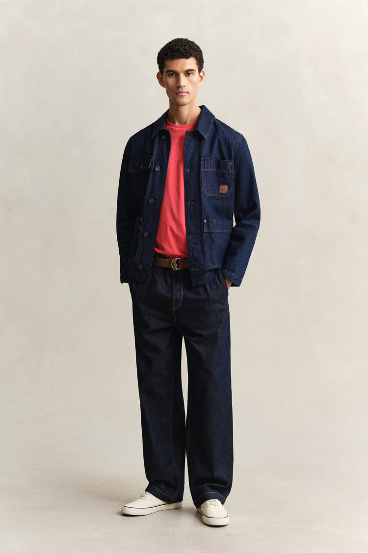 Bawełniana koszulka męska z okrągłym dekoltem regular fit czerwona