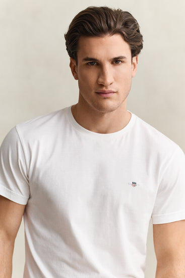 Bawełniany t-shirt męski slim fit biały