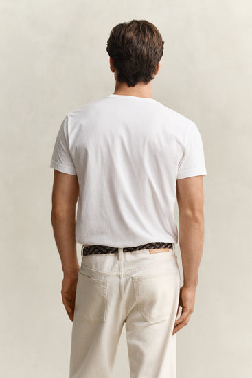Bawełniany t-shirt męski slim fit biały