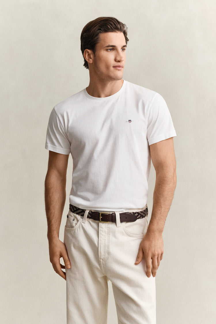 Bawełniany t-shirt męski slim fit biały