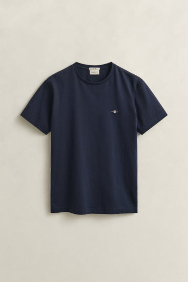 T-shirt męski z okrągłym dekoltem slim fit granatowy