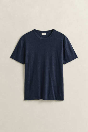 T-shirt męski z okrągłym kołnierzykiem regular fit granatowy