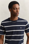 Bawełniany t-shirt męski w paski z okrągłym kołnierzykiem regular fit