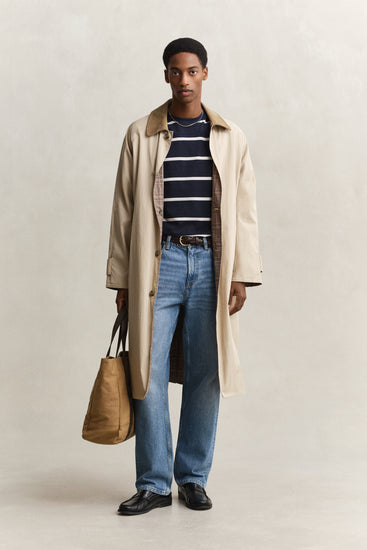 Bawełniany t-shirt męski w paski z okrągłym kołnierzykiem regular fit