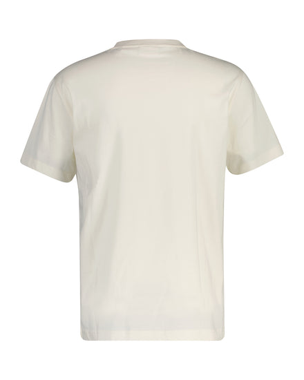 Bawełniany t-shirt męski z nadrukiem regular fit kremowy