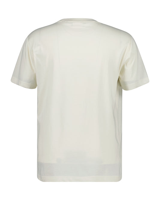 Bawełniany t-shirt męski z nadrukiem regular fit kremowy