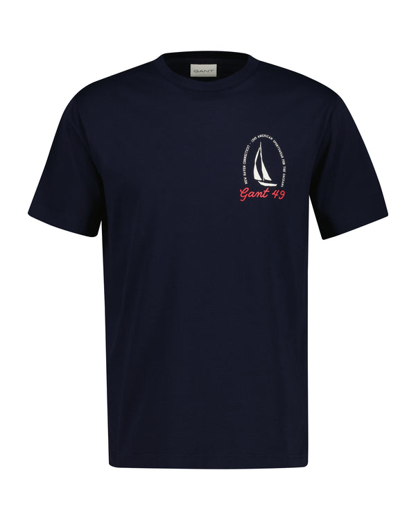 Bawełniany t-shirt męski z nadrukiem okrągły kołnierzyk regular fit