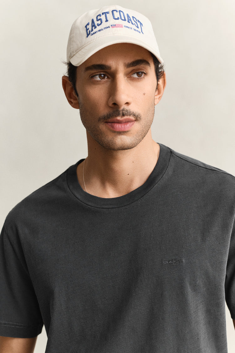 Bawełniany t-shirt męski z okrągłym dekoltem regular fit czarny