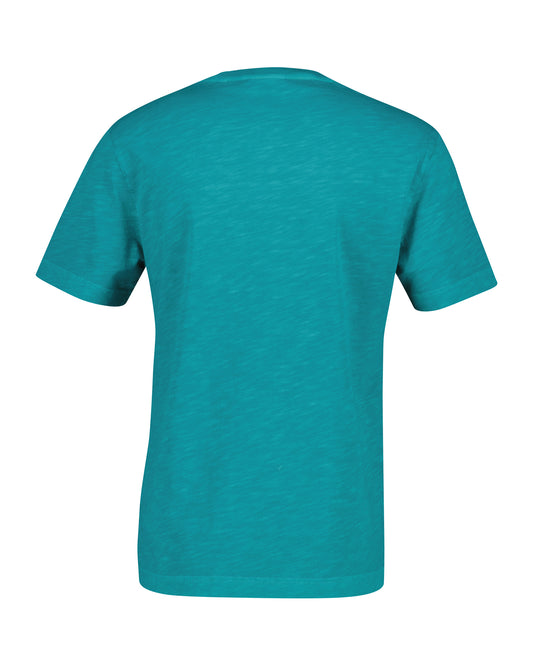 Bawełniany t-shirt męski z okrągłym kołnierzykiem regular fit niebieski