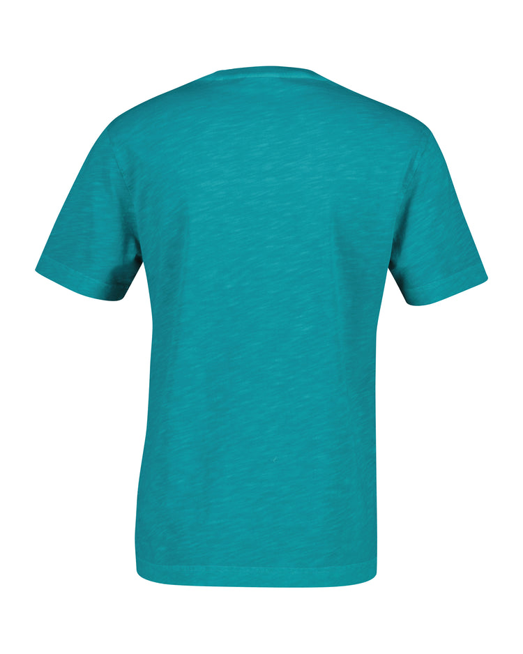 Bawełniany t-shirt męski z okrągłym kołnierzykiem regular fit niebieski