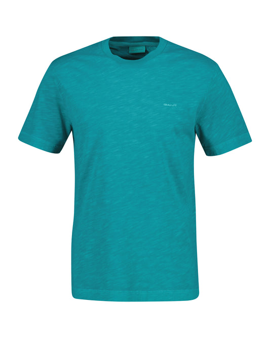 Bawełniany t-shirt męski z okrągłym kołnierzykiem regular fit niebieski