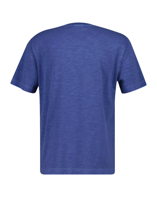 Bawełniany t-shirt męski z okrągłym kołnierzykiem regular fit niebieski