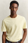 Bawełniany t-shirt męski z okrągłym dekoltem regular fit żółty
