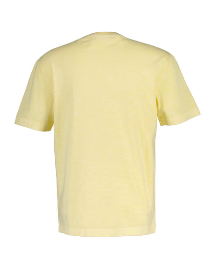 Bawełniany t-shirt męski z okrągłym kołnierzykiem regular fit żółty