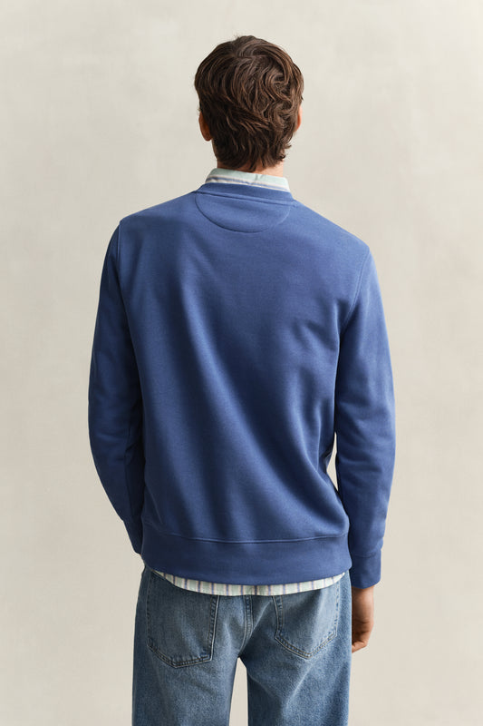 Bluza męska z okrągłym kołnierzykiem regular fit niebieska