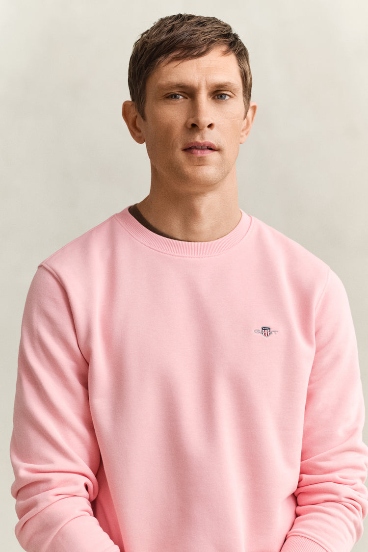 Bluza męska z okrągłym kołnierzykiem regular fit różowa