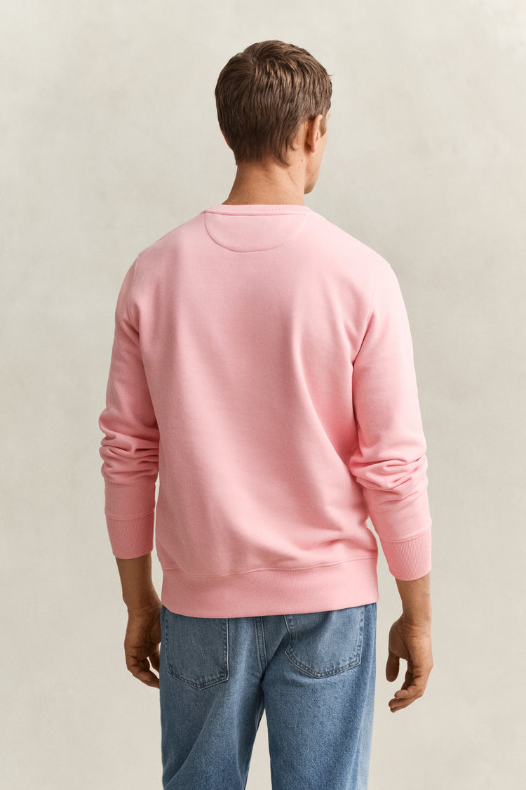 Bluza męska z okrągłym kołnierzykiem regular fit różowa