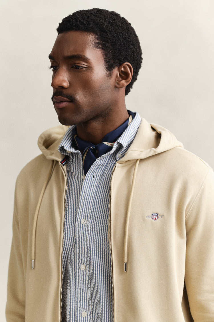 Bluza męska z kapturem regular fit beżowa