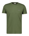 Bawełniany t-shirt męski z okrągłym kołnierzykiem slim fit zielony