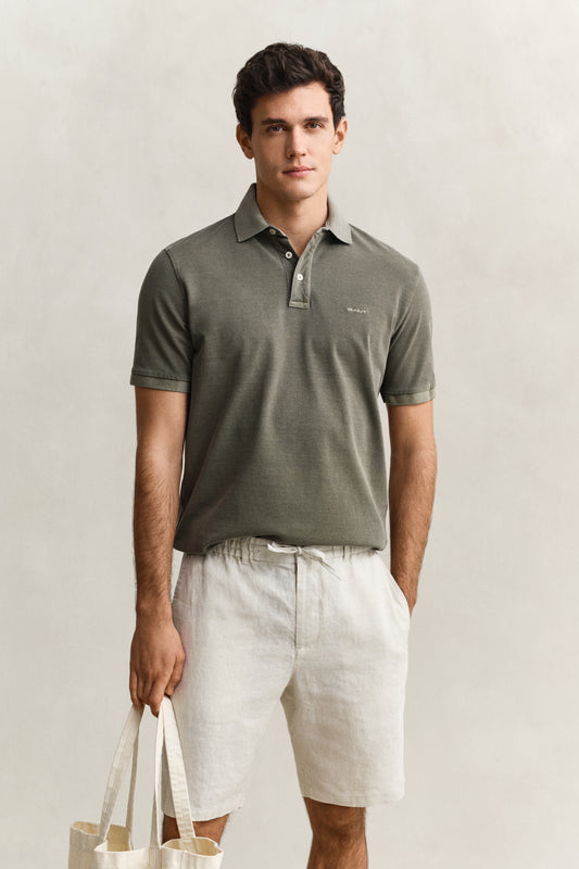 Bawełniana polo męska z krótkim rękawem regular fit zielona