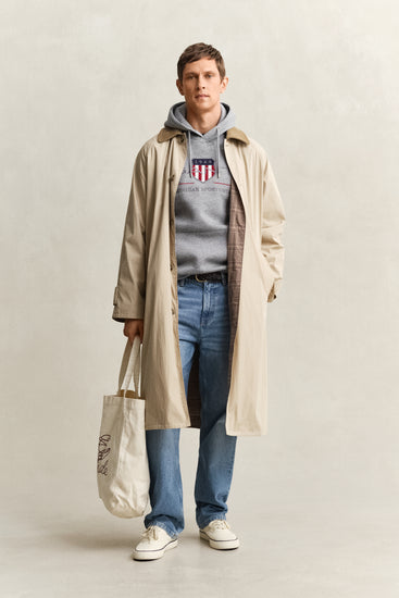 Bluza męska z nadrukiem z kapturem regular fit szara