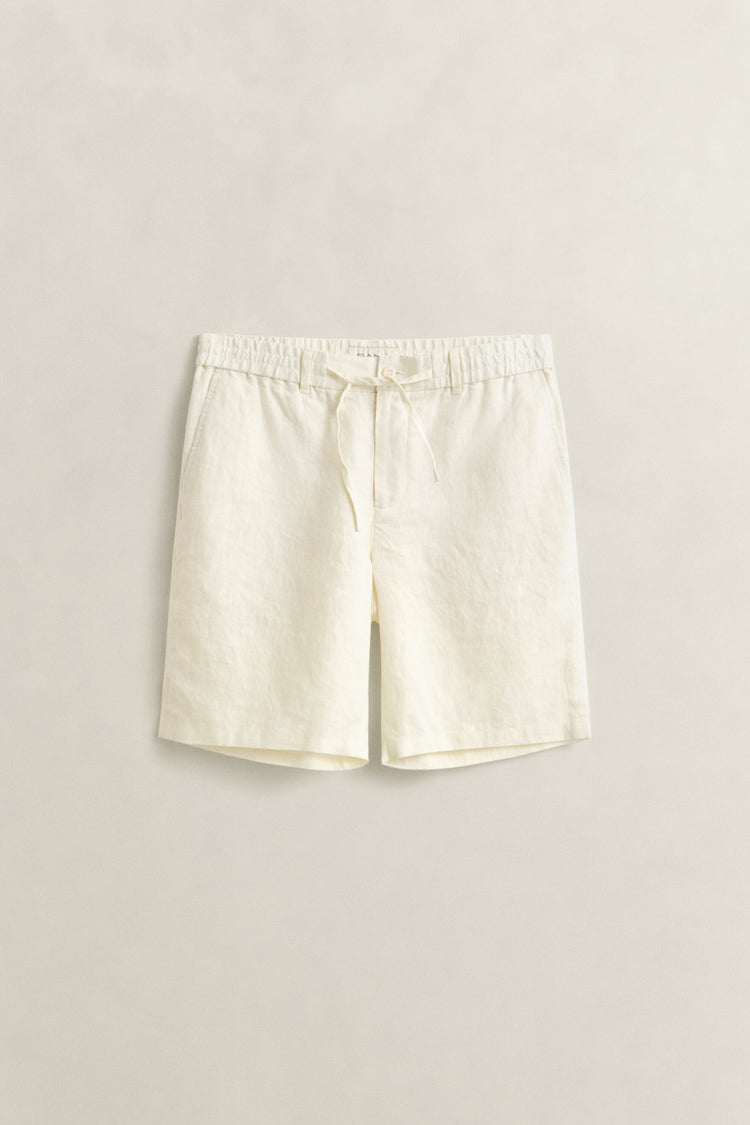 Lniane szorty męskie regular fit kremowe