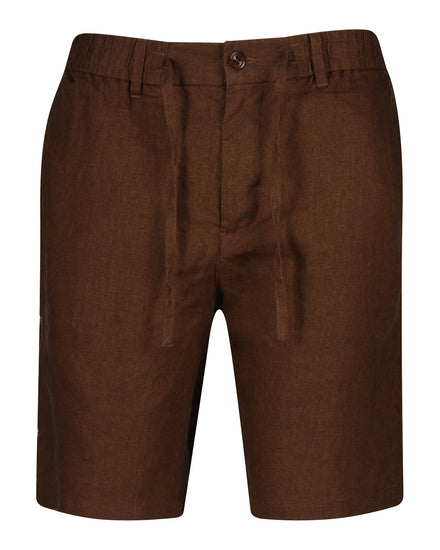Lniane szorty męskie regular fit brązowe