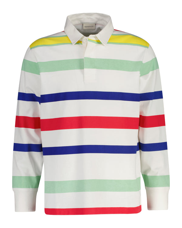 Bawełniana bluza męska w paski z kołnierzykiem polo relaxed fit