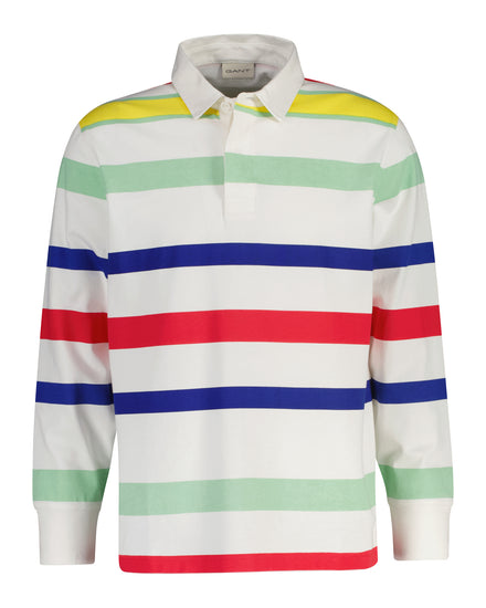 Bawełniana bluza męska w paski z kołnierzykiem polo relaxed fit