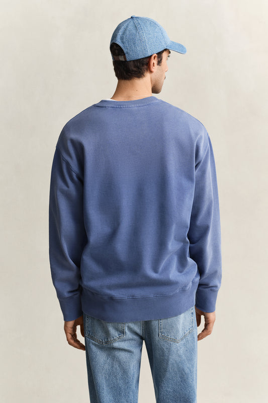 Bawełniana bluza męska z nadrukiem relaxed fit niebieska