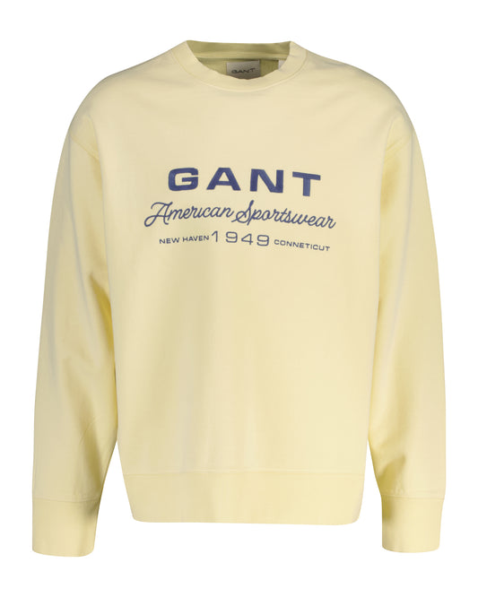 Bawełniana bluza męska z nadrukiem relaxed fit żółta