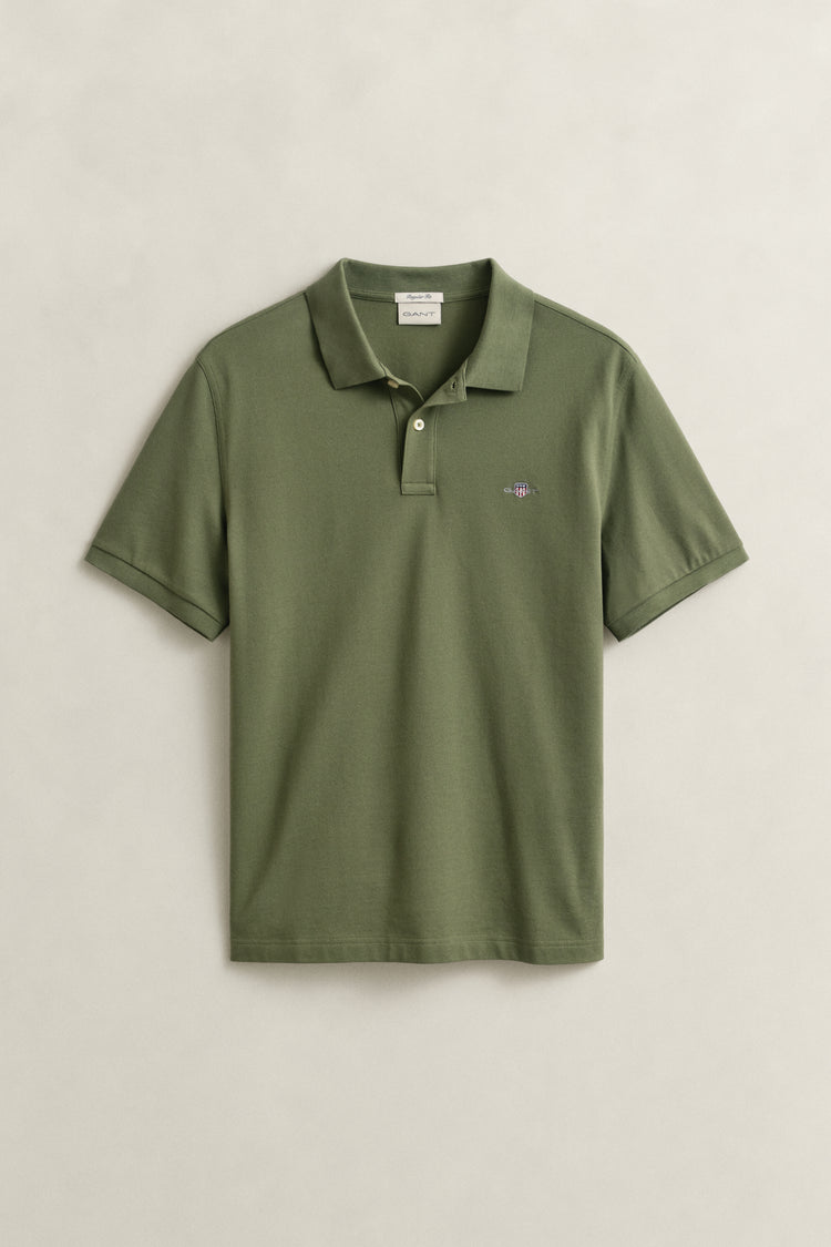 Bawełniane polo męskie z krótkim rękawem slim fit zielone