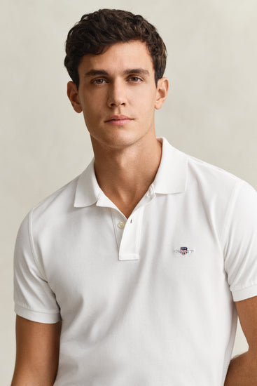 Koszulka polo męska z krótkim rękawem slim fit biała