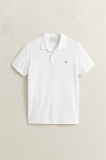 Koszulka polo męska z krótkim rękawem slim fit biała