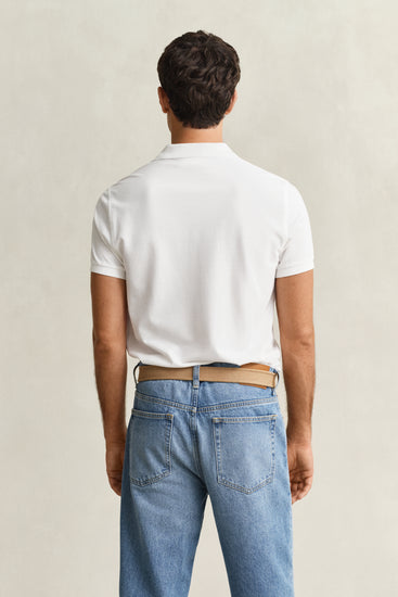 Koszulka polo męska z krótkim rękawem slim fit biała