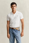 Koszulka polo męska z krótkim rękawem slim fit biała