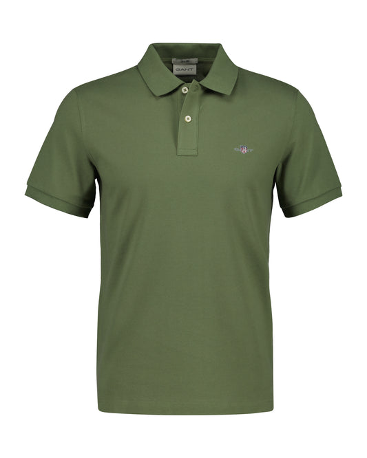 Bawełniane polo męskie z krótkim rękawem slim fit zielone