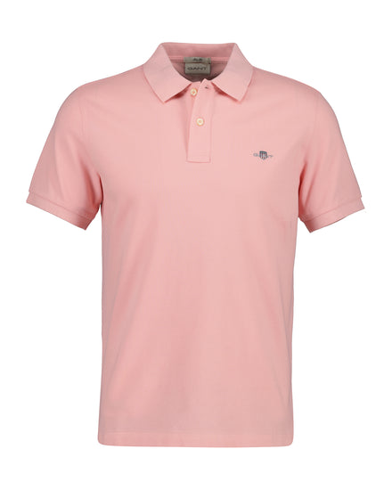 Bawełniana męska koszulka polo z krótkim rękawem slim fit różowa