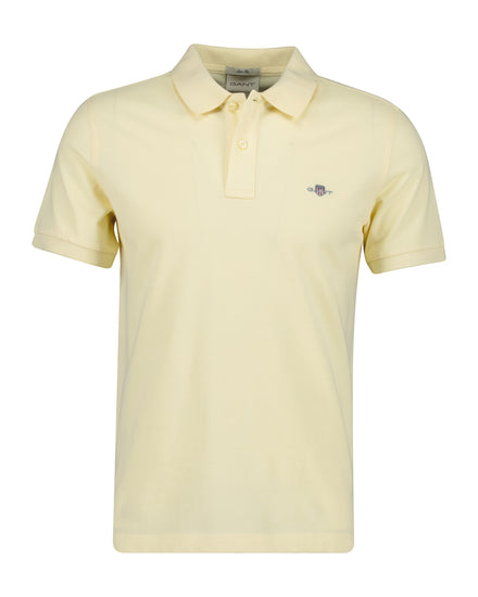 Bawełniane polo męskie z krótkim rękawem slim fit żółte