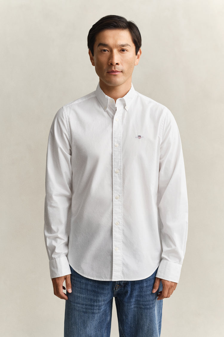 Koszula męska z długim rękawem slim fit biała