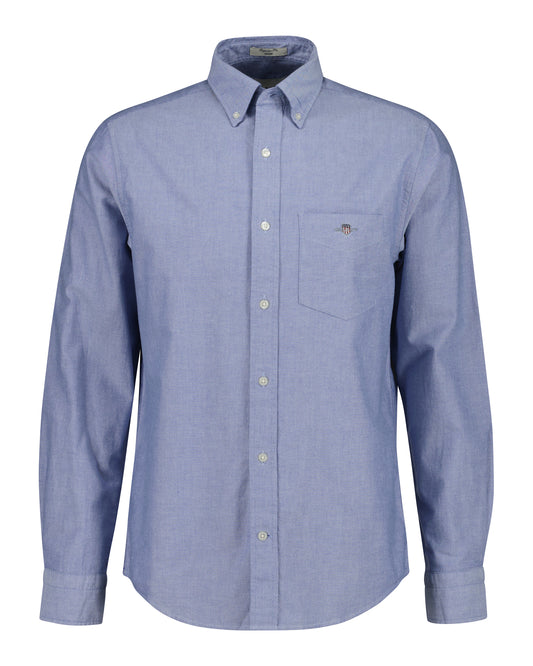 Bawełniana koszula męska z długim rękawem regular fit niebieska