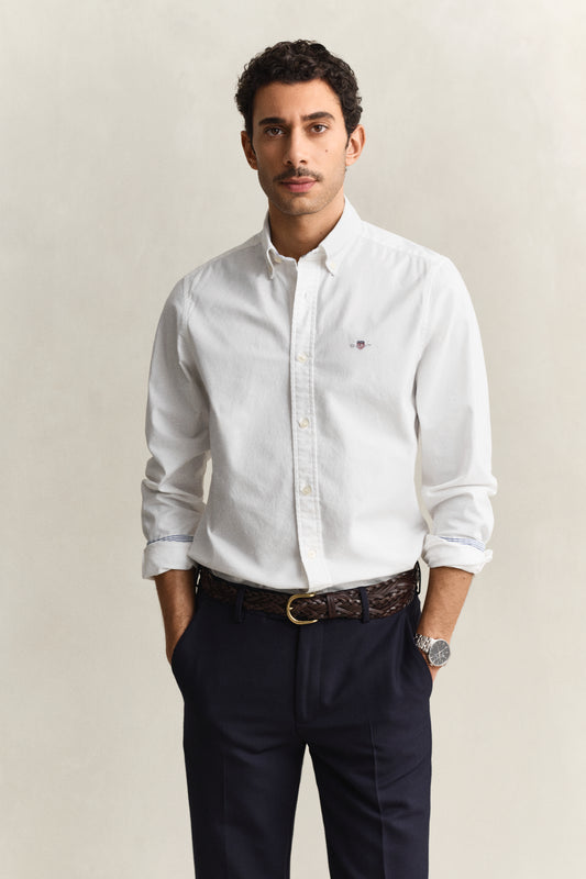 Koszula męska z długim rękawem slim fit biała