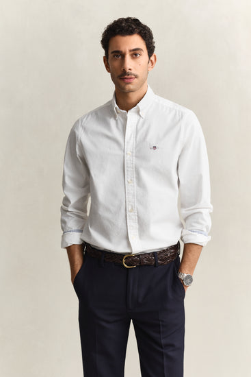 Koszula męska z długim rękawem slim fit biała